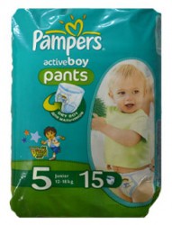 Подгузники-трусики для мальчиков 15 шт. Pampers актив бой джуниор 12-18 кг