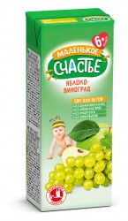 Сок для детей Маленькое счастье яблоко белый виноград (осветленный) с 6 мес 200 мл